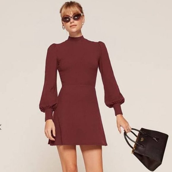 Reformation Burgundy Mini Dress - Picture 1 of 10